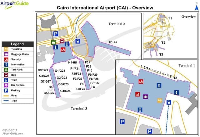 Mapa do terminal do aeroporto do Cairo