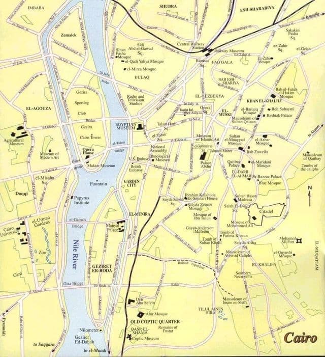 Mapa das ruas do Cairo