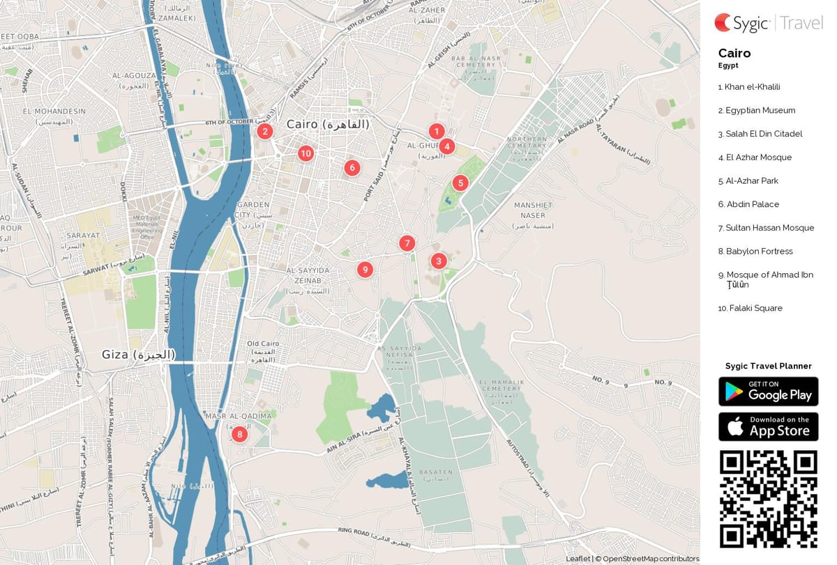 Mapa das vistas do Cairo