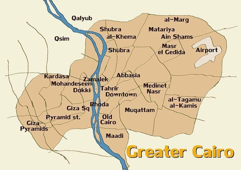 Mapa dos bairros do Cairo